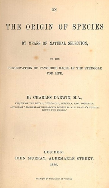 Publicación de «A orixe das especies»